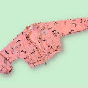 ADIDAS pink RYV collab graffiti print womens windbreaker track jacket